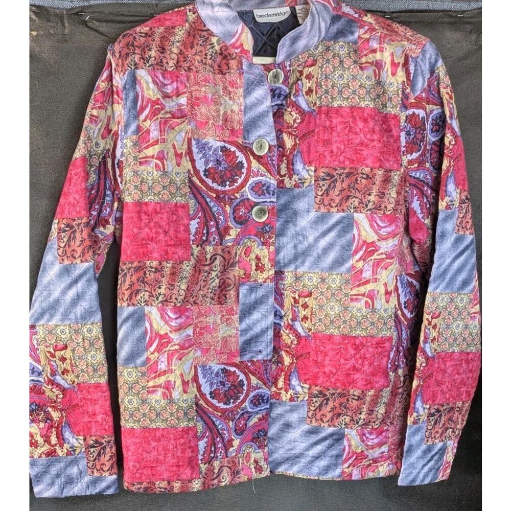Breckenridge Womens L Quilted Patchwork Paisley Jacket Cotton Lined Boho Artsy